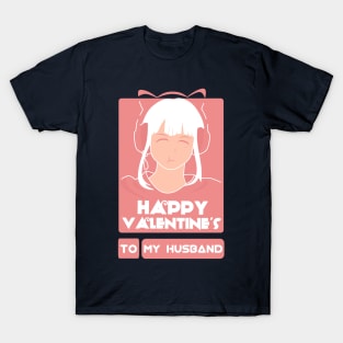 Girls in Happy Valentines Day to My Husband T-Shirt